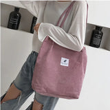 Corduroy Handbags Women Tote Shoulder Bag Large Capacity Shopping Bags