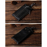 Leather Male Key Holder Organizer Housekeeper Keychain Purse Key Ring Bag