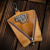 Leather Male Key Holder Organizer Housekeeper Keychain Purse Key Ring Bag