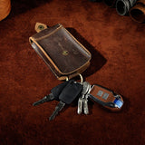 Thick Real Leather Vintage Smart Car Remote Key Flip Case Holder For Men