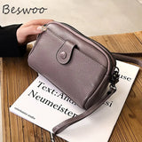 Cow Leather Purse Multifuntion Zipper Crossbody Bag