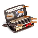 Men's Leather Double Zipper Long Wallet Clutch Handy Bags