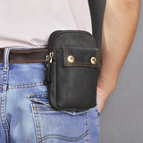 Real Leather Men Casual Travel Small Pouch Fanny Pack Cigarette Case Phone Pouch