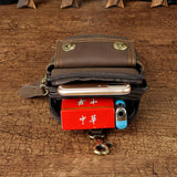 Real Leather Men Casual Travel Small Pouch Fanny Pack Cigarette Case Phone Pouch