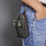 Real Leather Men Casual Travel Small Pouch Fanny Pack Cigarette Case Phone Pouch