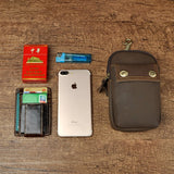 Real Leather Men Casual Travel Small Pouch Fanny Pack Cigarette Case Phone Pouch