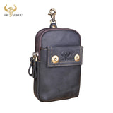 Real Leather Men Casual Travel Small Pouch Fanny Pack Cigarette Case Phone Pouch