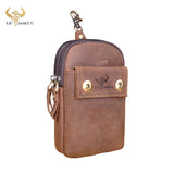 Real Leather Men Casual Travel Small Pouch Fanny Pack Cigarette Case Phone Pouch