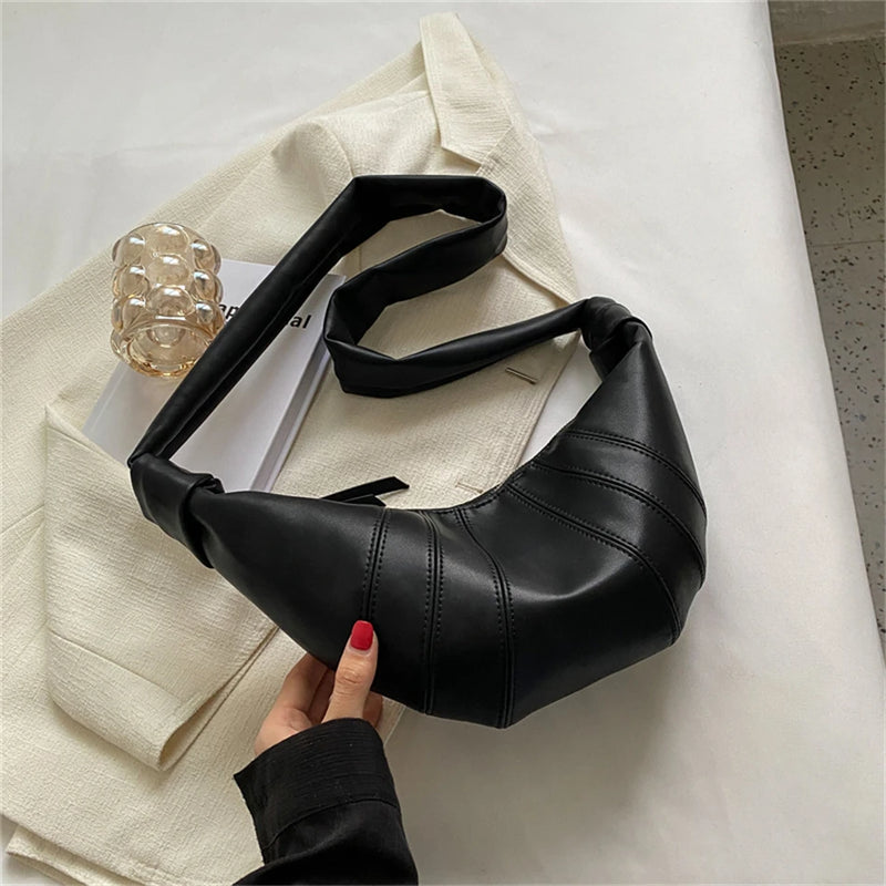 Soft Leather Half Moon Crossbody Bag for Women