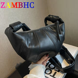 Soft Leather Half Moon Crossbody Bag for Women