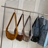 Soft Leather Half Moon Crossbody Bag for Women