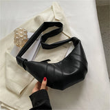 Soft Leather Half Moon Crossbody Bag for Women