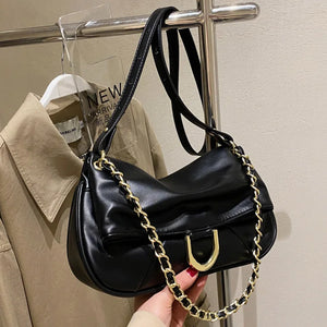Soft Leather Ladies Shoulder Bag Chain Crossbody Casual Travel Handbag