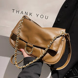 Soft Leather Ladies Shoulder Bag Chain Crossbody Casual Travel Handbag