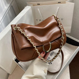 Soft Leather Ladies Shoulder Bag Chain Crossbody Casual Travel Handbag