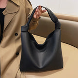 Soft Leather Women Bag Knotted Shoulder Handbag Tote Large Capacity