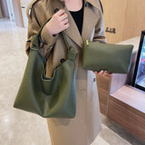 Soft Leather Women Bag Knotted Shoulder Handbag Tote Large Capacity