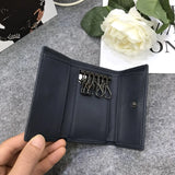 Real Lambskin 6 Keys Holder Cash Clip Button Wallet