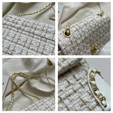 Tweed Weave Plaid Crossbody Bag Chain Flap Shoulder Handbag