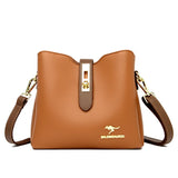 Women Bucket Shoulder Bag Crossbody PU Leather Kangaroo Handbag