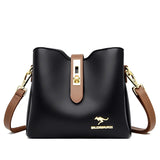 Women Bucket Shoulder Bag Crossbody PU Leather Kangaroo Handbag
