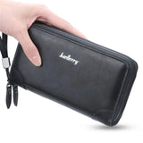 Pu Leather Men's Clutch Wallet Double Zip Long Purse Money Bag