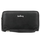 Pu Leather Men's Clutch Wallet Double Zip Long Purse Money Bag