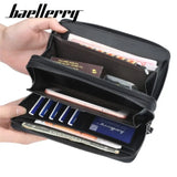 Pu Leather Men's Clutch Wallet Double Zip Long Purse Money Bag