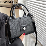 Vintage Pu Lattice Crocodile Messenger Shoulder Bags Women