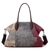 Vintage Canvas Tote Handbag High Women's Travel Shoulder Bag