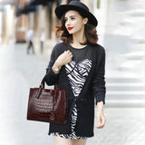Crocodile PU Leather Top-Handle Shoulder Bag