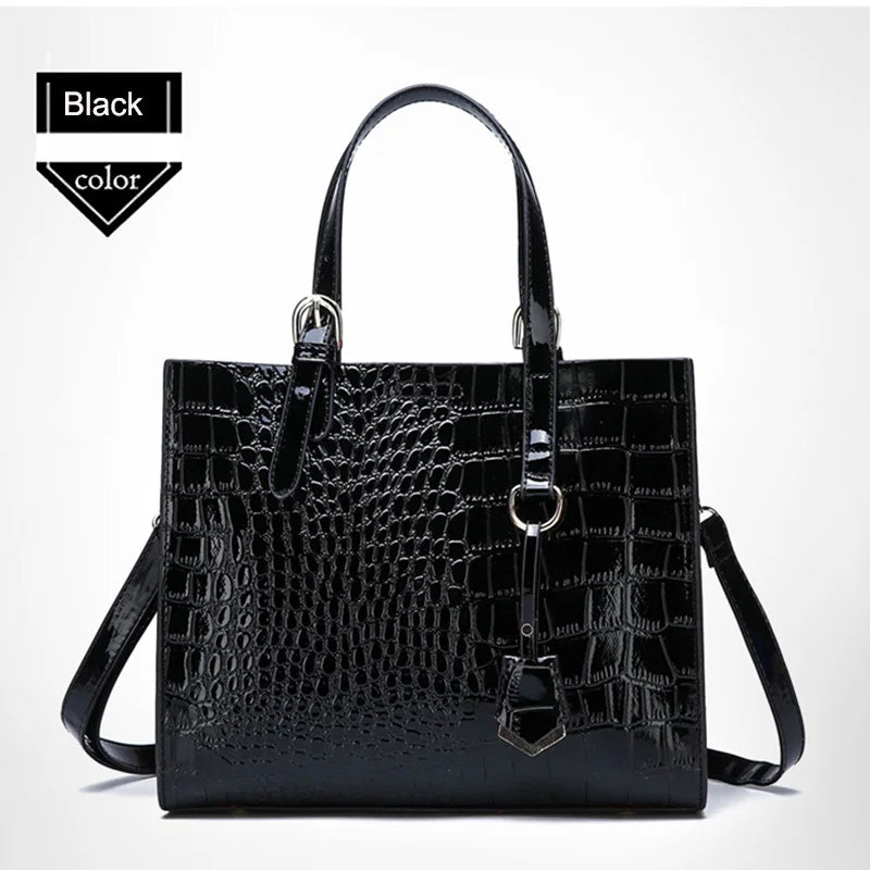 Crocodile PU Leather Top-Handle Shoulder Bag