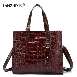 Crocodile PU Leather Top-Handle Shoulder Bag
