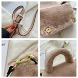 Plush Winter Shoulder Bag for Women Small Fur Crossbody Handbag