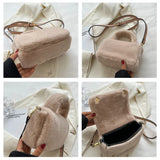 Plush Winter Shoulder Bag for Women Small Fur Crossbody Handbag