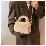 Plush Winter Shoulder Bag for Women Small Fur Crossbody Handbag