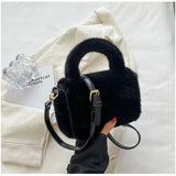 Plush Winter Shoulder Bag for Women Small Fur Crossbody Handbag