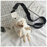 Lovely Bear Bag Canvas Chest Bag Student Crossbody Bag