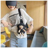 Lovely Bear Bag Canvas Chest Bag Student Crossbody Bag
