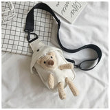 Lovely Bear Bag Canvas Chest Bag Student Crossbody Bag
