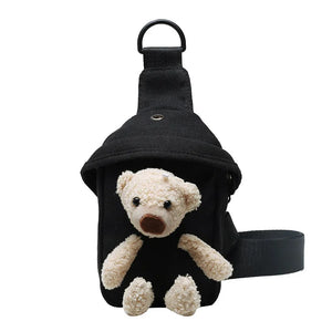 Lovely Bear Bag Canvas Chest Bag Student Crossbody Bag