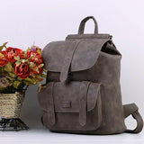 Solid Hasp Female Bag PU Leather Backpack