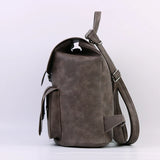 Solid Hasp Female Bag PU Leather Backpack