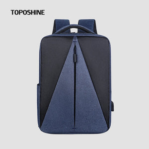 Triangle Splicing Men Backpack Bag 15.6 Inch Laptop High School Bag