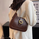 Vintage PU Leather Crossbody Bag Women Underarm Shoulder Bags Work Handbags