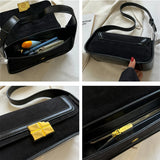 Retro Nubuck Shoulder Bag with Wide Strap for Women Winter Female Purse
