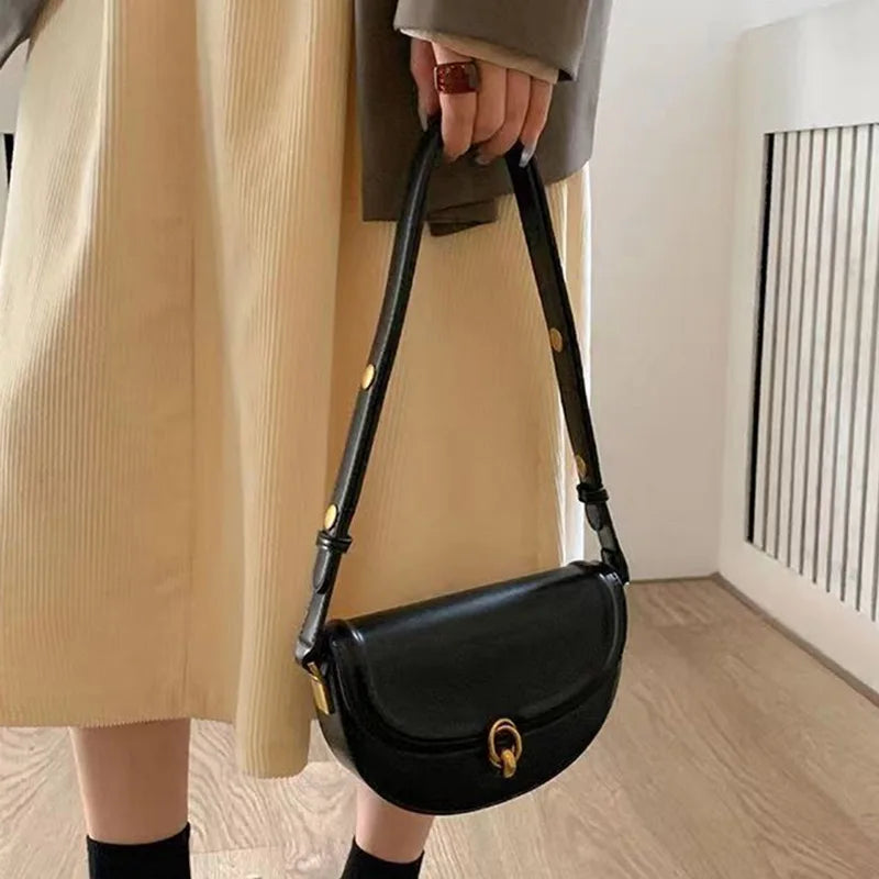 Toptrends Saddle Small Crossbody Bags For Women PU Leather Shoulder Bag