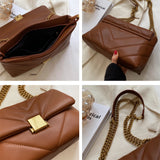 Trendy Chain Crossbody Bag Large Capacity Flap Handbag