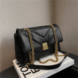 Trendy Chain Crossbody Bag Large Capacity Flap Handbag
