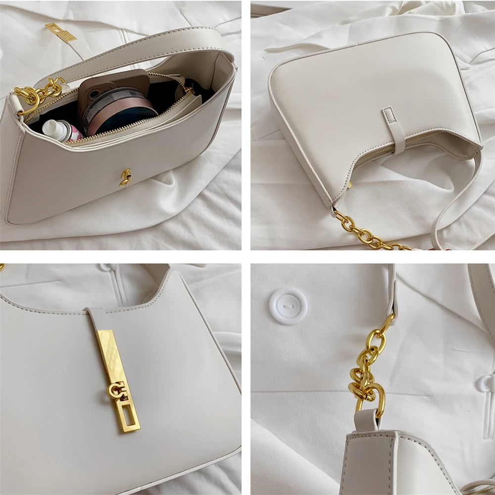 Vintage Half Moon Chain Shoulder Bag for Women
